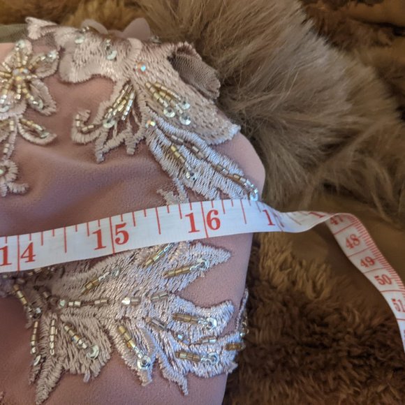 Blush Pink Satin Evening Dress with coreset lining and matching purse Size S - Picture 7 of 13